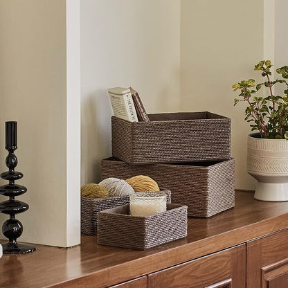 Paper Rope Woven Storage Basket Set of 4 - Image 2