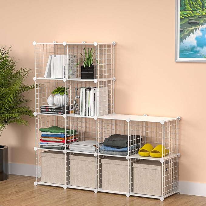 TUMUCUTE Cube Storage Organizer, Metal 12-Cube Shelves Bookshelf, Portable - Image 2