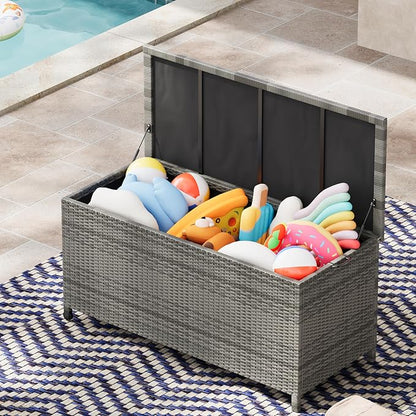 125 Gallon Large Deck Box Waterproof PE Rattan Outdoor Storage Box - Image 2