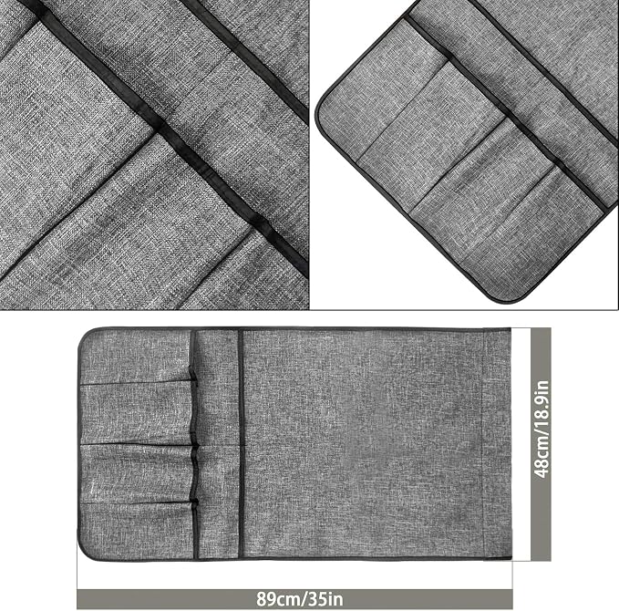 IPENNY Cotton Linen Sofa Couch Remote Control Holder Chair Armrest Caddy Pocket - Image 6