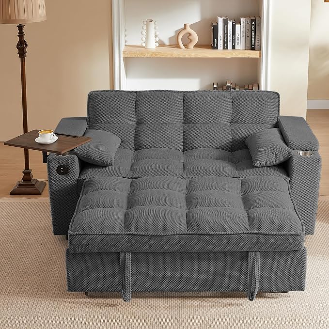 hansones 65'' 3-in-1 Folding Convertible Sofa Bed, Queen Size Pullout Sofa by hansones
