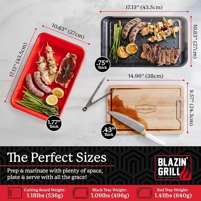 BLAZIN' GRILL Prep and Serving Trays | Set of 3 Stackable, Melamine Trays - Image 2