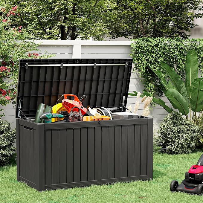 150 Gallon Resin Deck Box, Large Indoor and Outdoor Storage Box, Weatherproof - Image 6