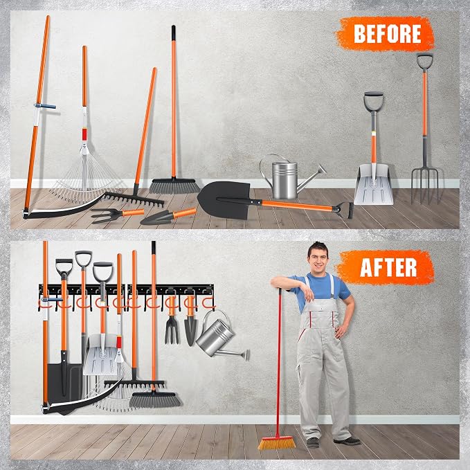 ELEAD 68'' All Metal Adjustable Garden Tool Organizer: Garage Tool Organizer - Image 6