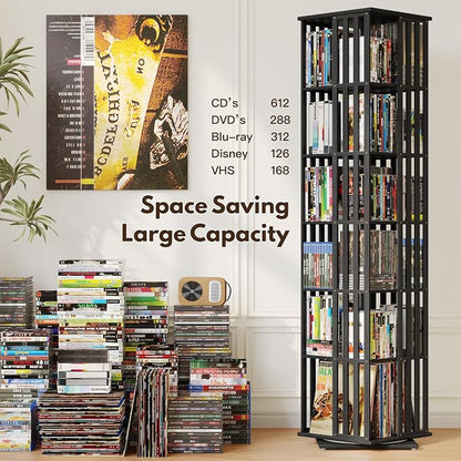 XIMN 360° Rotating Bamboo CD/DVD Shelf - Image 5