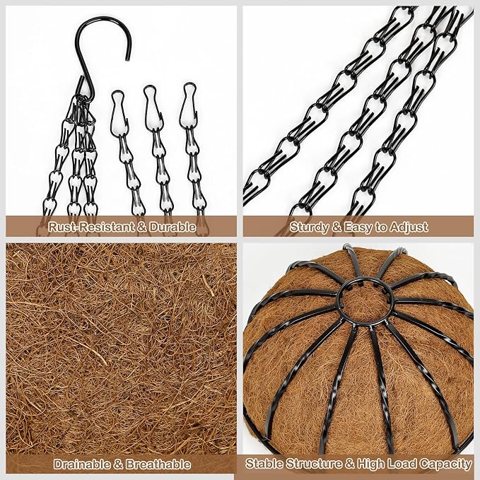 12 Inch Metal Hanging Basket - Image 3