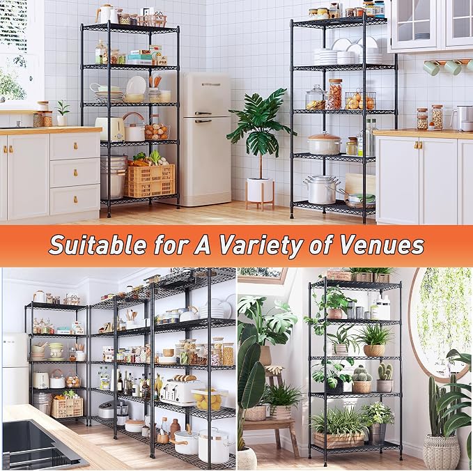Romorgniz 5-Tier Adjustable Wire Shelving, Kitchen Pantry, Rust-resistant - Image 9