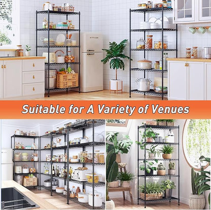 Romorgniz 5-Tier Adjustable Wire Shelving, Kitchen Pantry, Rust-resistant - Image 9