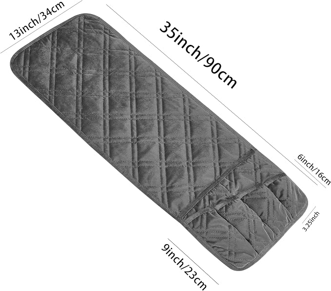 Brilliant Sunshine Grey Velvet Couch Sofa Armrest 5 Pockets Organizer, Slip - Image 4