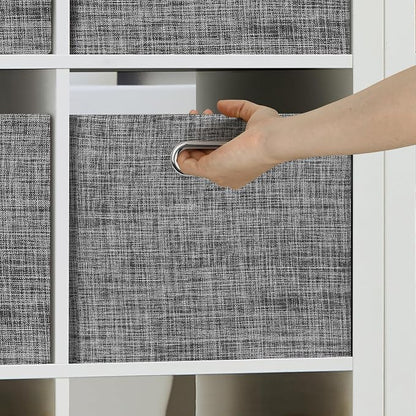 Posprica Closet Storage Bins, 4 Pack Large Closet Shelf Organizers, Linen - Image 6