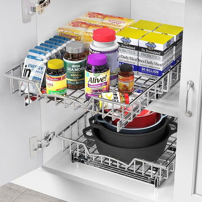 Simple Houseware Under Cabinet Pull Out Sliding Shelf Drawer, 18Dx14W | - Image 5