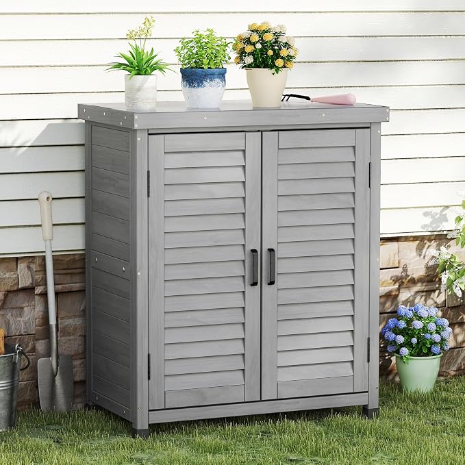 Outdoor Storage Cabinet & Potting Bench Table - Image 9