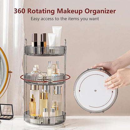 360° Rotating Makeup Organizer, Bathroom Make Up Spinning Holder Rack, Large - Image 2