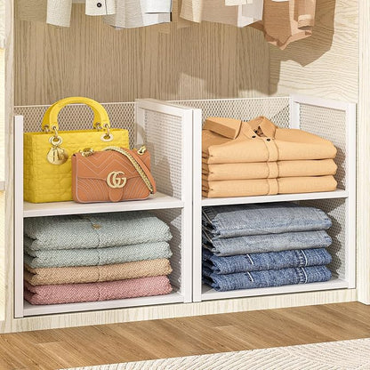 2-Tier Stackable Closet Organizers and Storage Basket, Wire Clothes Shelf by DAOUTIME