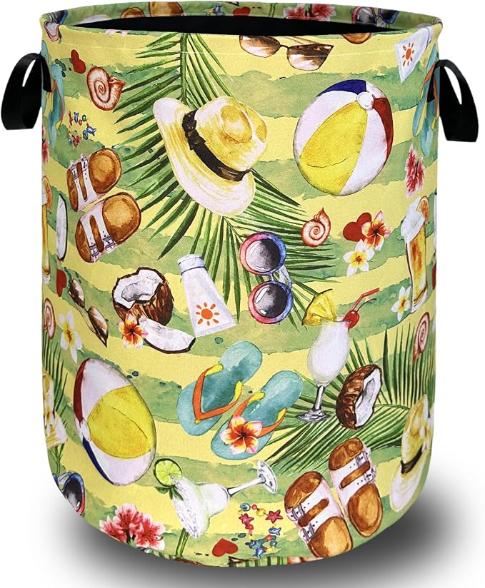 Happy Summer Time Laundry Hamper by SELIONLIKN