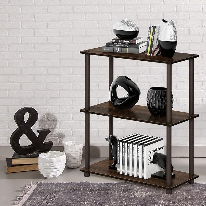 Furinno TURN-N-TUBE Storage Shelves, 3-Tier Book Shelf, Corner Shelf, Toolless - Image 2