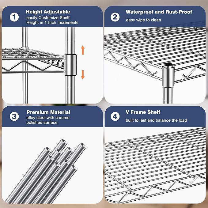2-Tier Heavy Duty Metal Shelving Unit, Wire Shelf Rack - Image 9