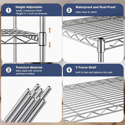 2-Tier Heavy Duty Metal Shelving Unit, Wire Shelf Rack - Image 9