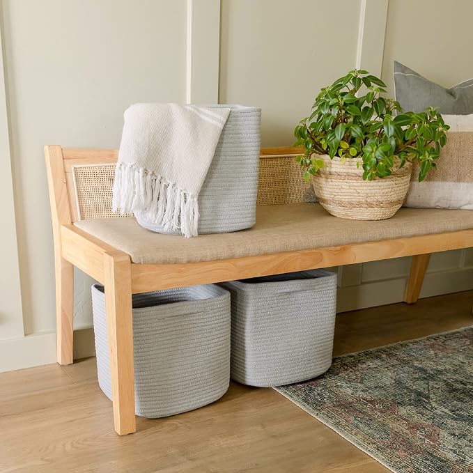 NaturalCozy Storage Cubes 11 Inch Cotton Rope Woven Baskets - Image 8