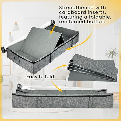 Gray Low Profile Under Bed Storage Containers 5 inches high, 33.8"x 17.7"x 5.1" - Image 7