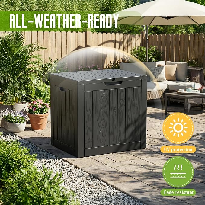 Vixzen 35 Gallon Deck Boxes Outdoor Waterproof, Lockable Resin Storage Box - Image 6