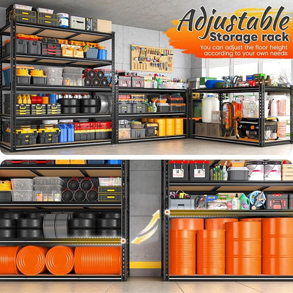 REIBII 48" W Garage Shelving 3080LBS Storage Shelves 5 Tier Industrial Shelving - Image 6