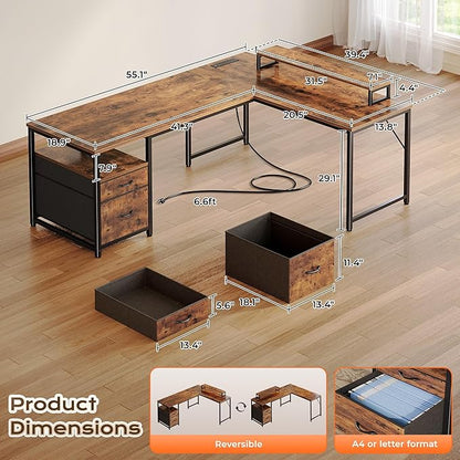 PRAISUN 55 Inch L Shaped Desk - Image 2