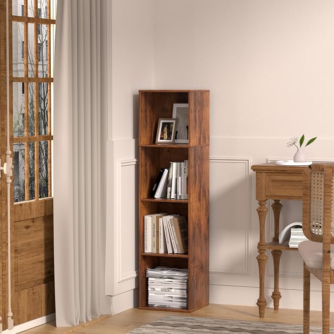 4 Cube Storage Organizer, 4 Tier Cube Bookcase Freestanding Storage Display - Image 8