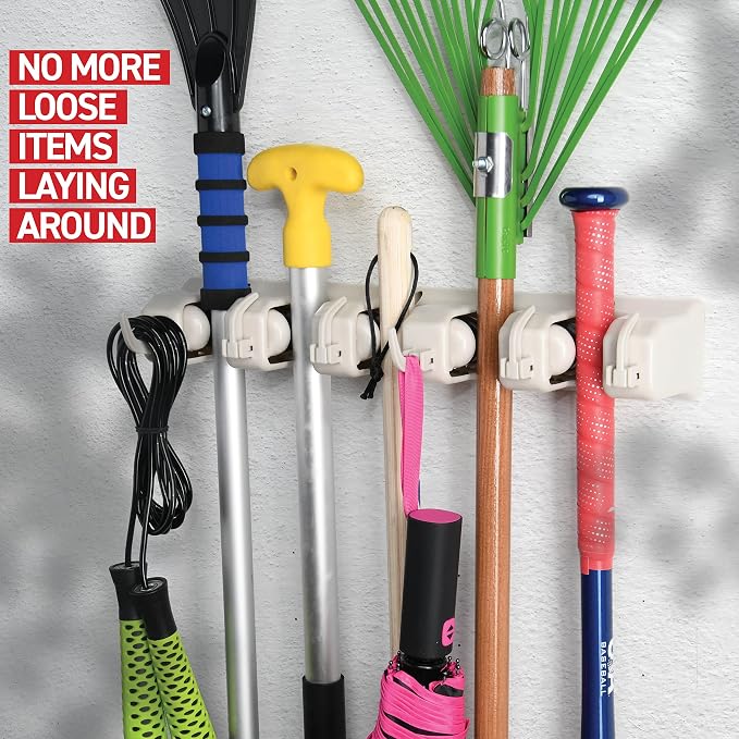 HOME IT Broom and Mop Holder Wall Mount – Heavy Duty Garage Organizer - Image 6
