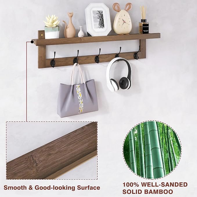 SMIBUY Coat Hooks with Shelf Wall-Mounted, 29.2 Inch Entryway Coat Rack - Image 7