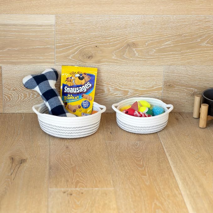 NaturalCozy 5-Piece Round Woven Cotton Rope Storage Baskets - Image 7