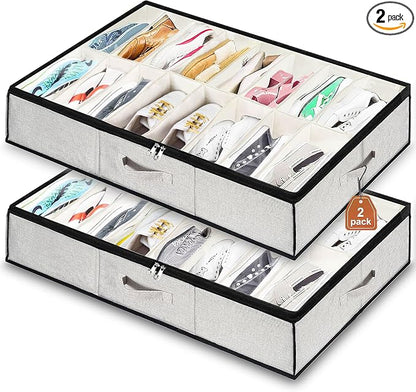 homyfort Shoe Storage Organizer Under Bed, 2 Pack Fits 32 Pairs, Extra Large by homyfort
