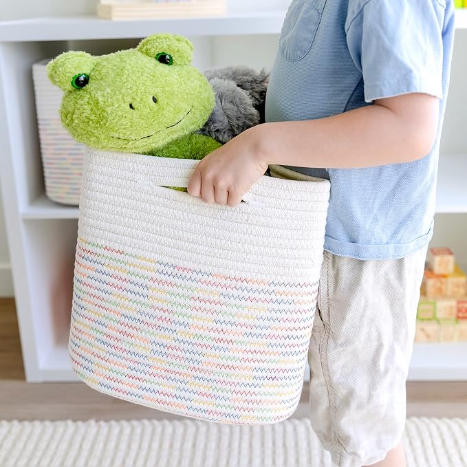 NaturalCozy 13 Inch Cube Storage Bins Cotton Rope Woven Baskets - Image 8