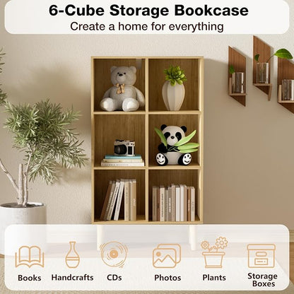 6 Cube Bookcase, Wooden Book Shelf Cube Storage Organizer - Image 5