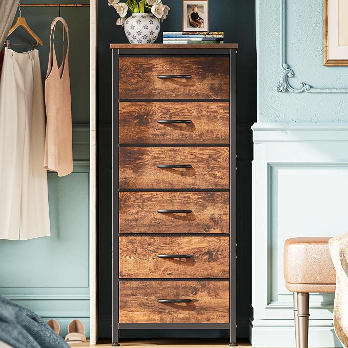 Huuger 43.3 Inch Tall Dresse for Bedroom, 6 Drawer Dresser & Chests of Drawers by Huuger