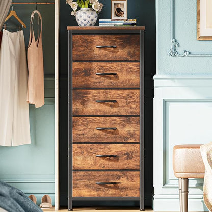 Huuger 43.3 Inch Tall Dresse for Bedroom, 6 Drawer Dresser & Chests of Drawers by Huuger