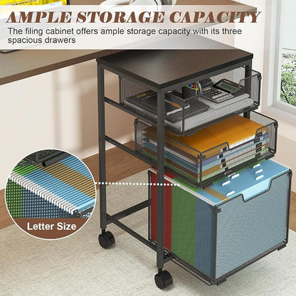 Sbanmao Rolling File Cart with 3 Drawers, Filing Cabinet, Hanging Folder Holder - Image 3