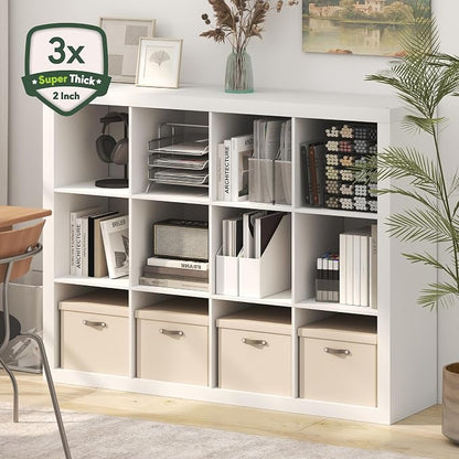 Furinno Cubicle Book Shelf, 12-Cube 2-Inch Super Thick Frame Bookshelf - Image 4