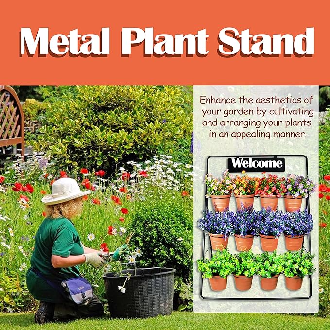 Sunnyglade 3-Tier Metal Plant Stand Rack Multiple Flower Pot Holder Shelf - Image 6