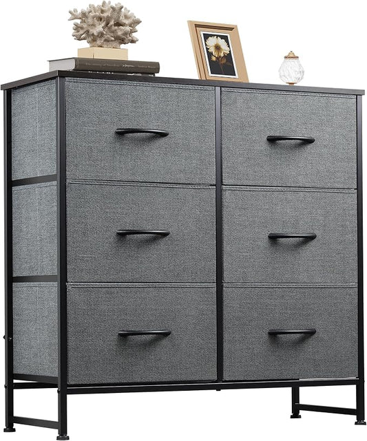 WLIVE Dresser for Bedroom with 6 Drawers, Dark Grey | Closet Dresser, Metal by WLIVE