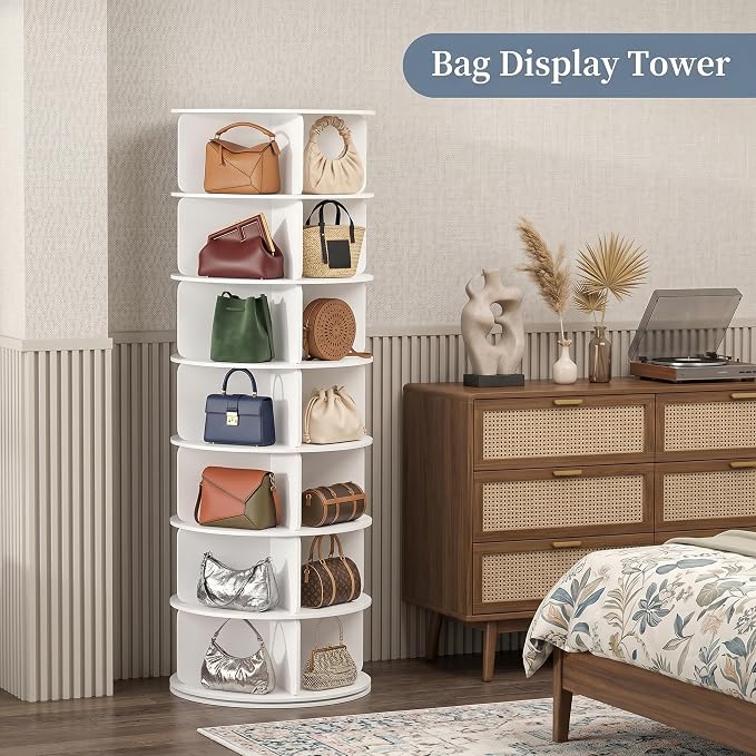 Cushore 7 Tier Rotating Shoe Rack Tower, 360° Spinning Shoe Display Lazy Susan - Image 5