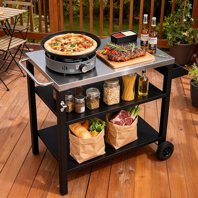 Endark Grill Cart, Grill Table, Outdoor Kitchen Rolling Dining Table, Outdoor - Image 7