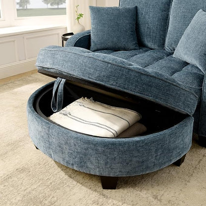ERYE Chenille Tufted Loveseat Sofa and Ottoman Set, Tufted Recliner Sleeper - Image 10