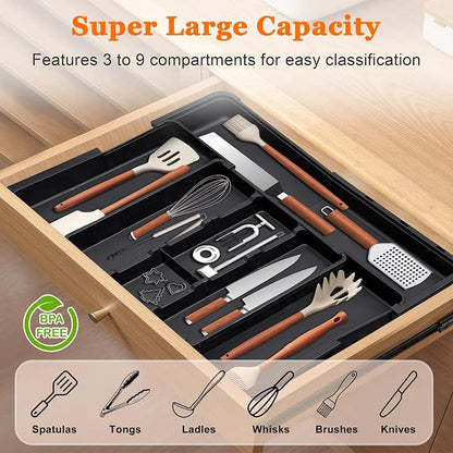 Spaclear Large Utensil Drawer Organizer Expandable Silverware Organizer - Image 3