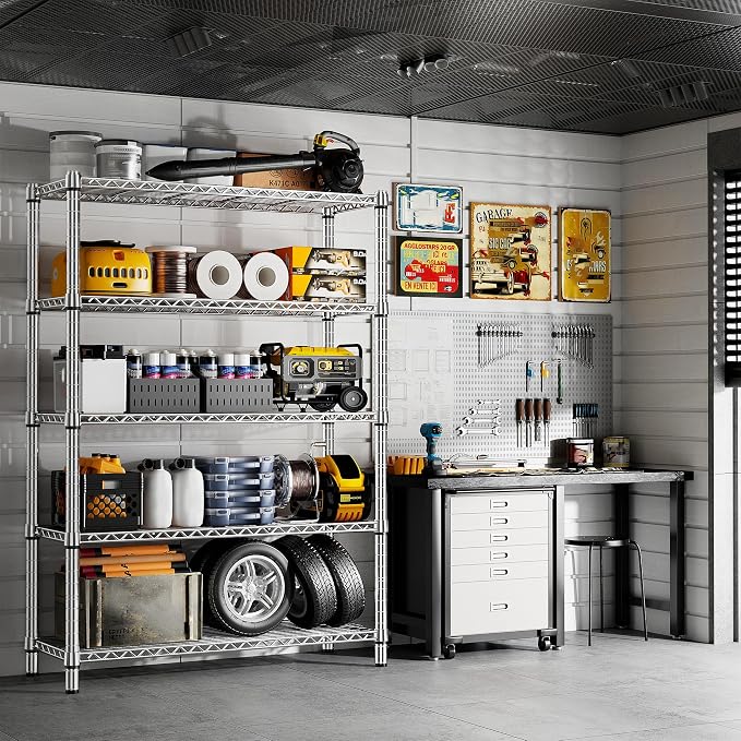 REIBII 5 Tier Metal Shelving Storage Shelves, Wire Shelves Pantry Shelves - Image 9