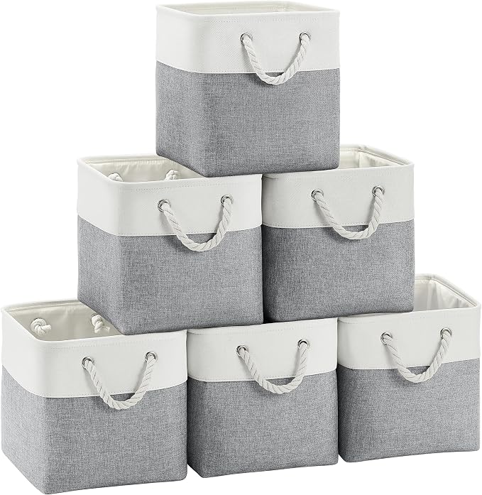 FinishingBo Fabric Cubes Storage Basket, 6 Pack 11x11 in by SimplifySpaceSimplifyLife