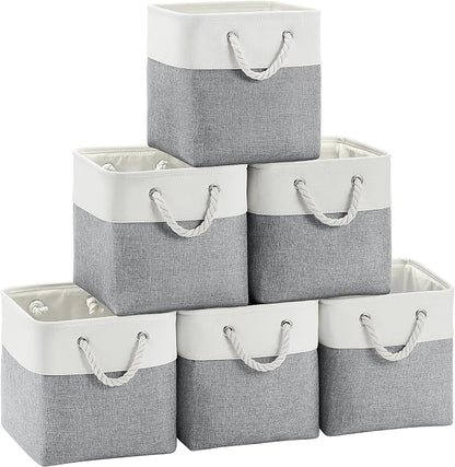 FinishingBo Fabric Cubes Storage Basket, 6 Pack 11x11 in by SimplifySpaceSimplifyLife