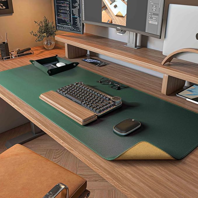DAWNTREES Dual Sided Desk Mat, Leather Desk Pad, Cork Desk Mat Protector by PremiumDeskPadatDawnTrees