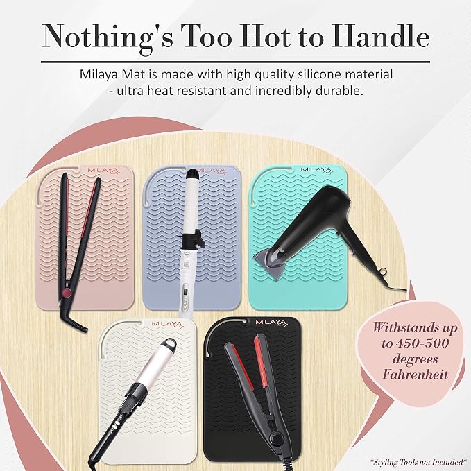 Vanity Accessories Heat Resistant Mat – Silicone Flat Iron & Curling Iron Holder - Image 8
