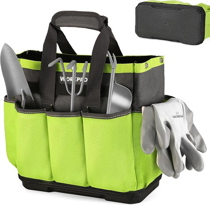 WORKPRO Garden Tool Bag with Waterproof Plastic Base, 8 Pockets Gardening Bag by WORKPRO